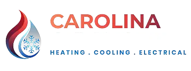 Logo for Carolina Air Experts, featuring a flame and snowflake icon, and the words "Heating. Cooling. Electrical.