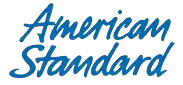 The image shows the "American Standard" logo in blue cursive lettering on a light background.