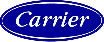 Blue oval logo with the word "Carrier" in white italic text at the center.